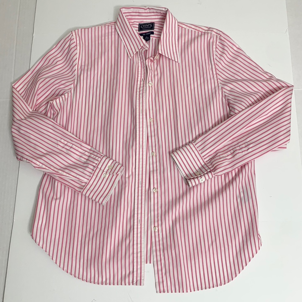 Chaps Ralph Lauren Button Up Pink Stripe Shirt